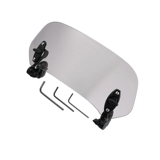 Universal Motorcycle Windshield, Plastic, Rubber, Gray, 1 Pc