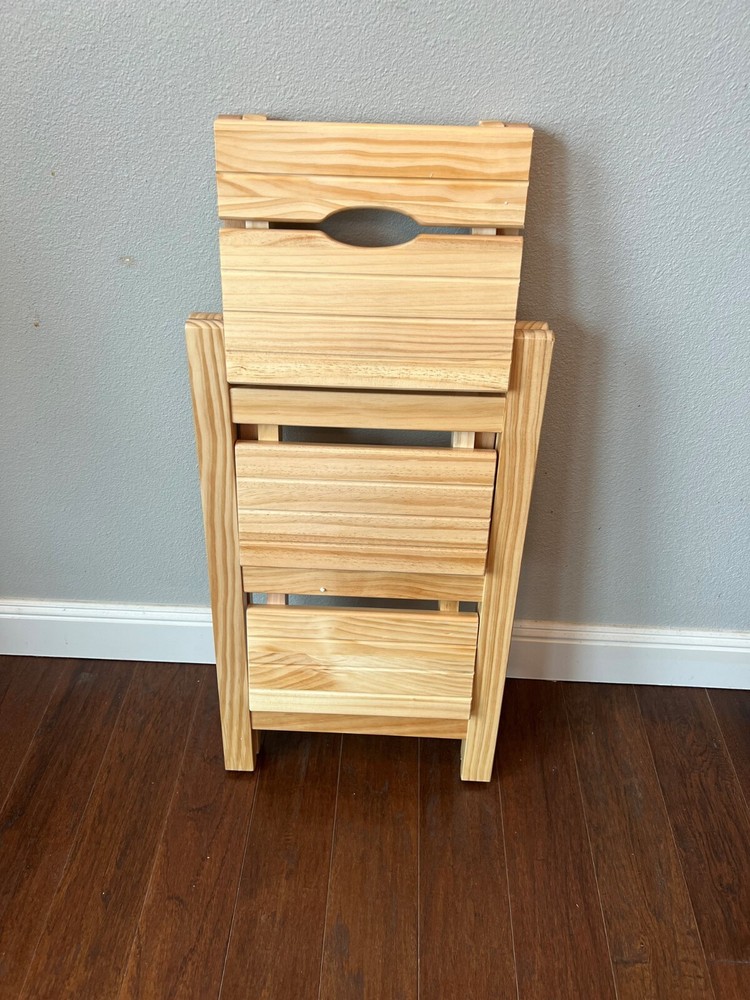Step Stool, 3-Step folding, portable, made of the solid wood, four colors