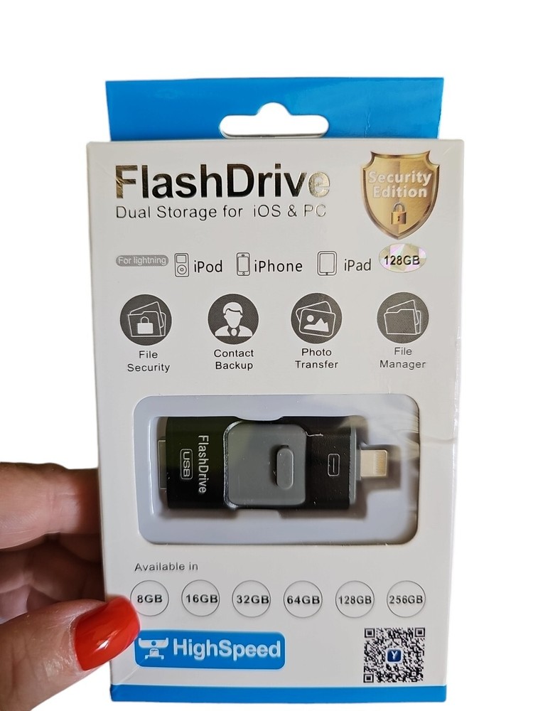 Lunani 128GB USB Flash Drive Dual Storage For iPhone & PC Security Edition