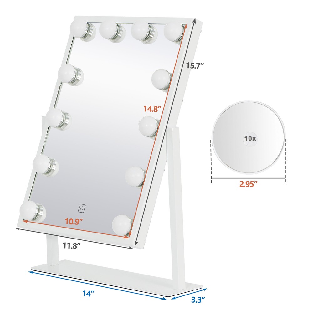 Hollywood Makeup Mirror Vanity Mirror 12 LED Lighted Bulb Table Top
