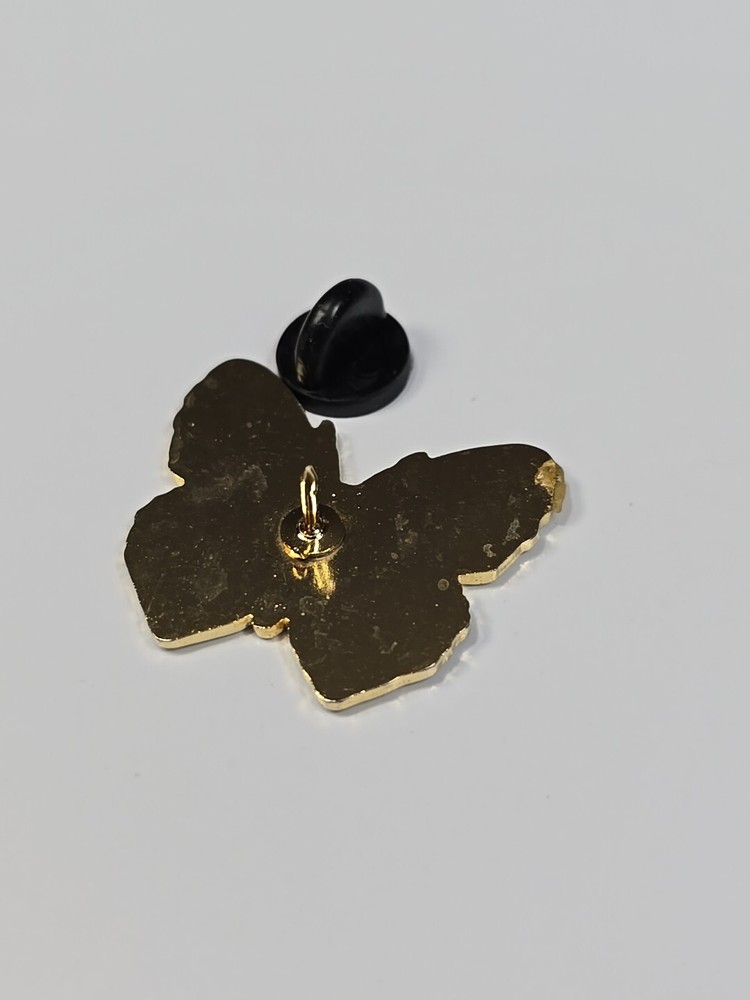 Butterfly Black With Orange Lapel Pin Nice Enamel