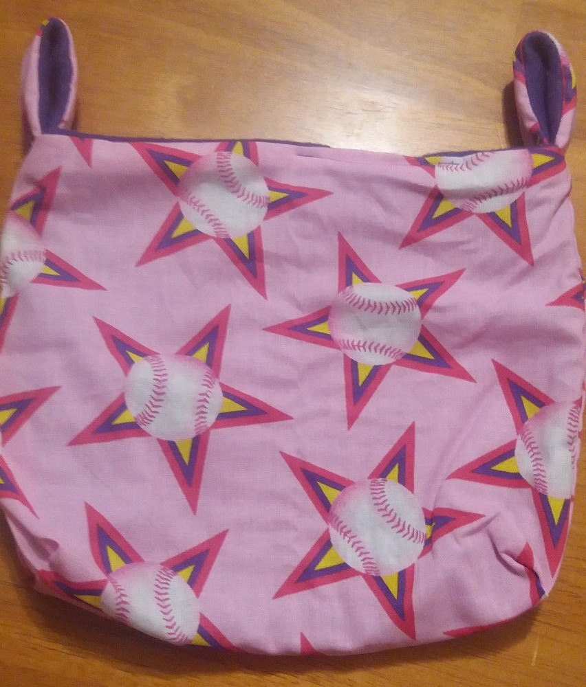 Sugar Glider Cage Pouch-Pink with Baseballs