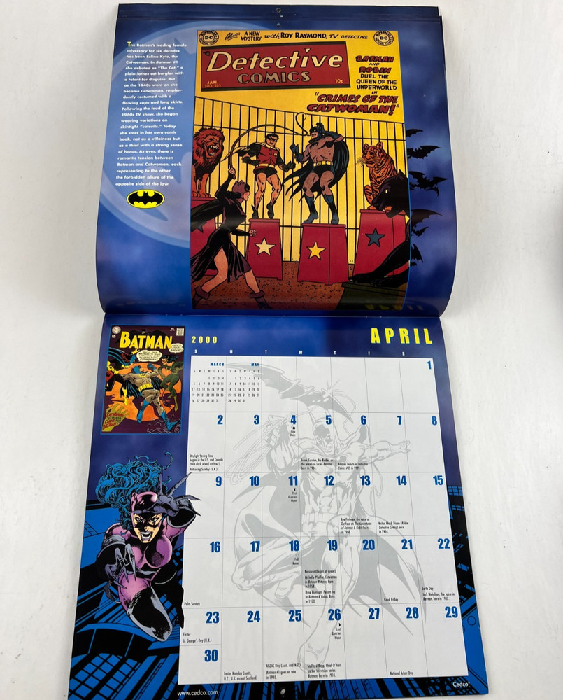 2000 Batman Calendar, DC Comics, No Marks 12"x12"