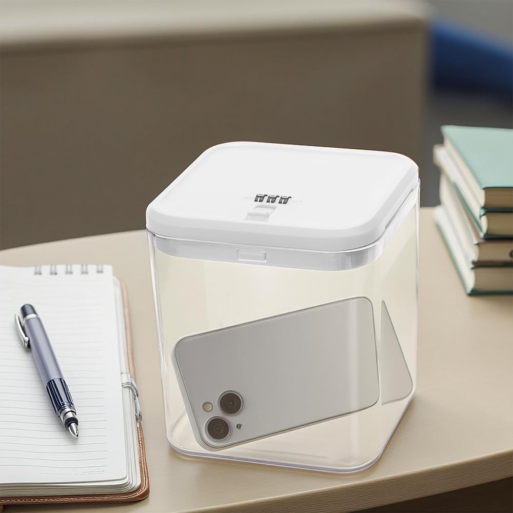 Clear Medicine Lock Box W/ code Small Food Snack Phone medication Lock Boxes