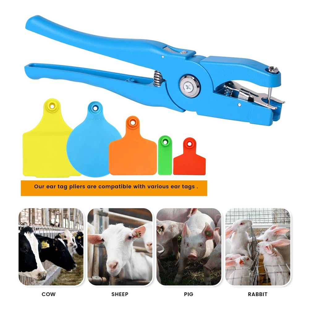 Cattle Ear Tag Applicator Cow Pliers Tagger Universal Blue