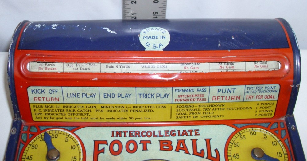 FRANTZ INTERCOLLEGIATE FOOTBALL TIN GAME 1925