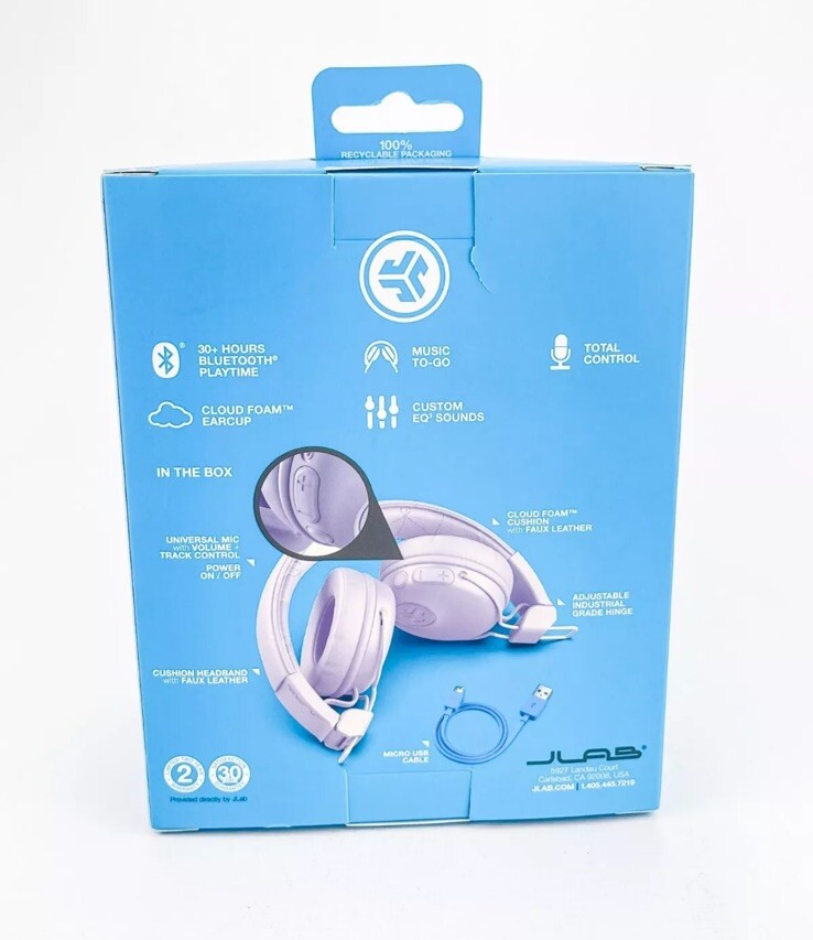 JLab Studio Wireless Bluetooth On Ear Headphones 30+ Hours Lilac Cloud Foam
