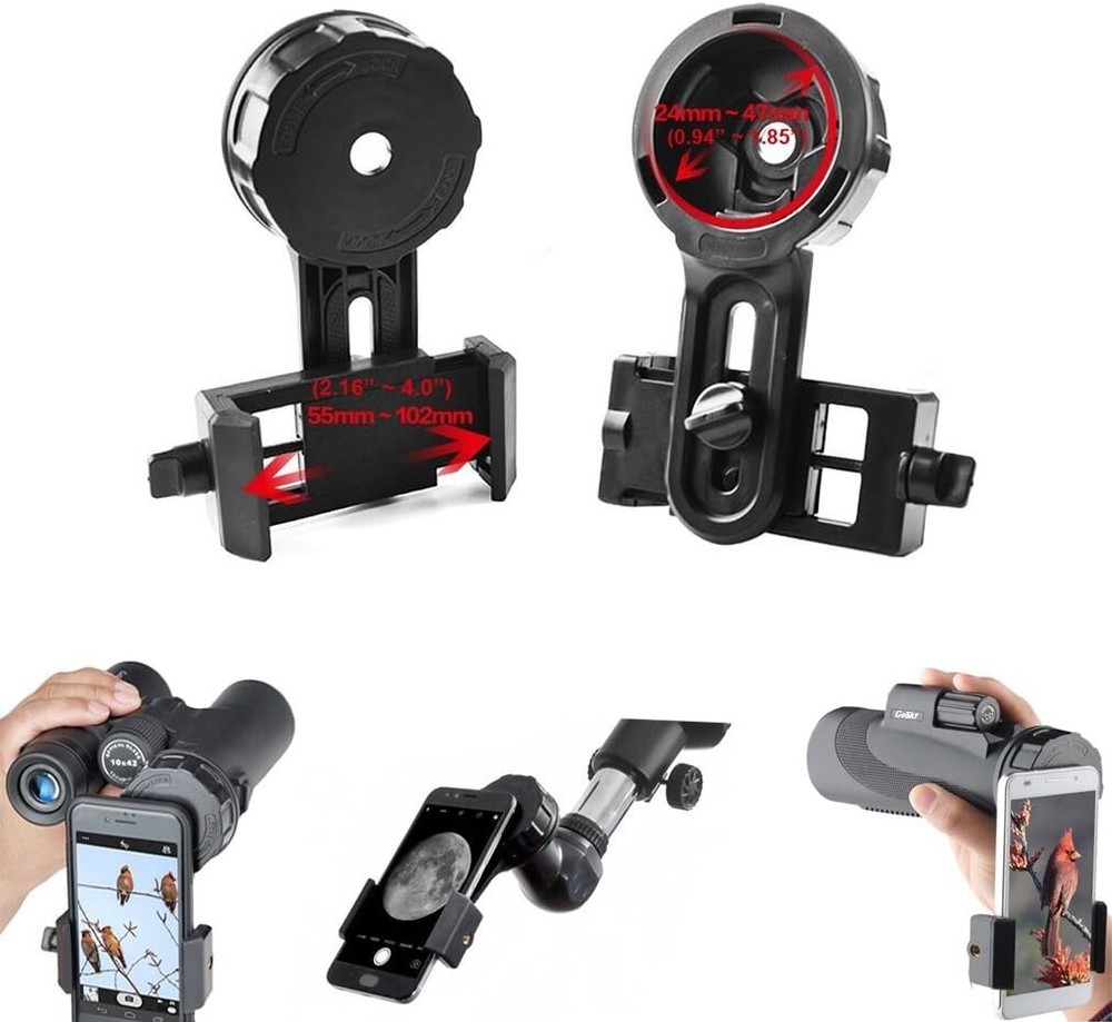 Telescope Phone Adapter - Compatible with Binoculars Monocular Spotting Scope