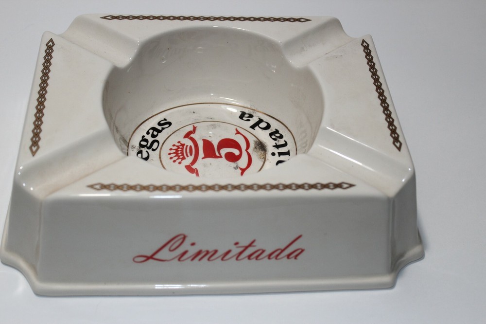 White 5 Vegas Limitada Ceramic Ashtray 8" x 9"