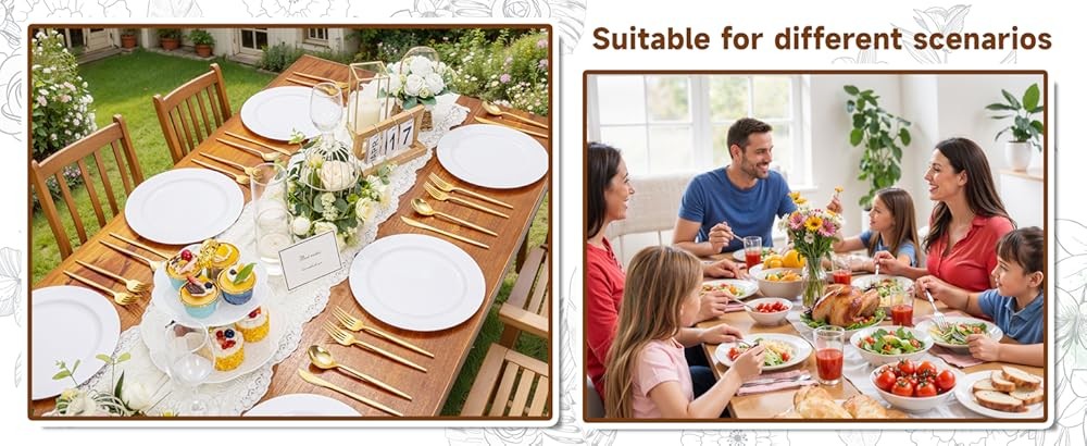 200 Pieces White Plastic Plates Disposable - Include 10 inch Dinner