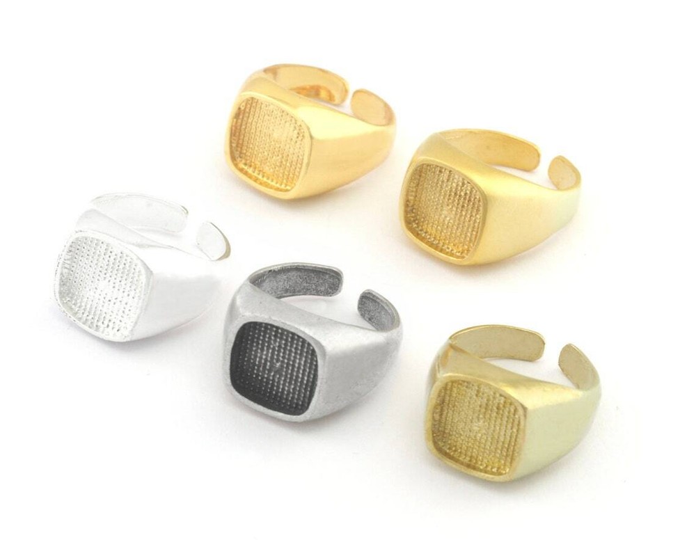 Signet Ring Adjustable Blank  Resin Cabochon Base Small size ring base 2053