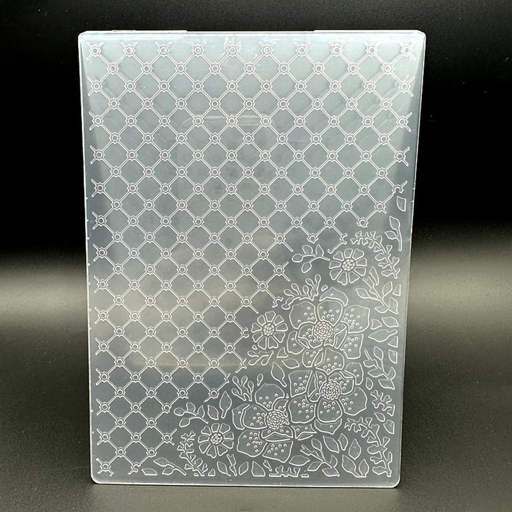 3D Plastic Embossing Folder Template Grid Rose Texture 5X7 Inch for Card Making