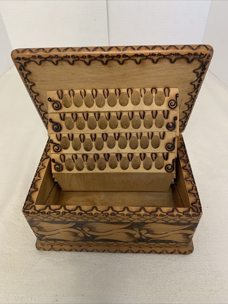 Vintage Hand Carved Cigarette Box