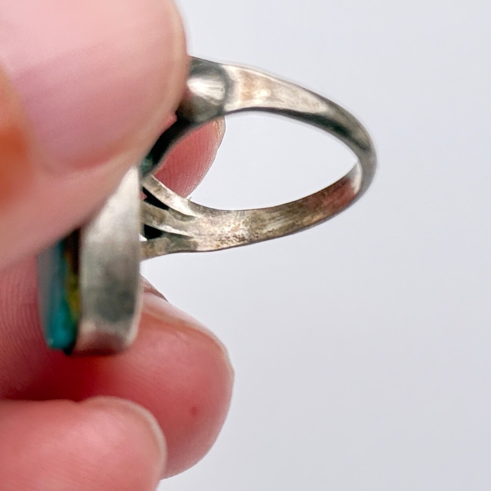 Vintage Navajo Native Turquoise Concho Silver Ring Size 7