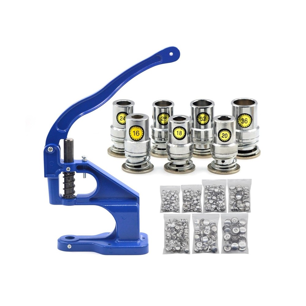 Fabric Covered Button Machine and 7Sets Dies Hand Press Mould Tool for Craft ...