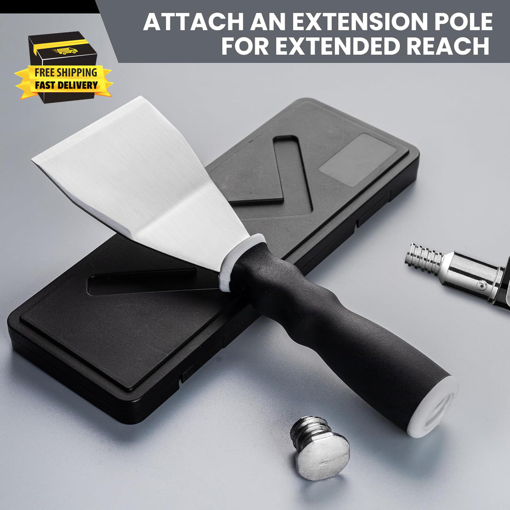 Bent Heavy Duty Scraper, 3" Bent Scraper with Pole Socket Hammer End, Stainless