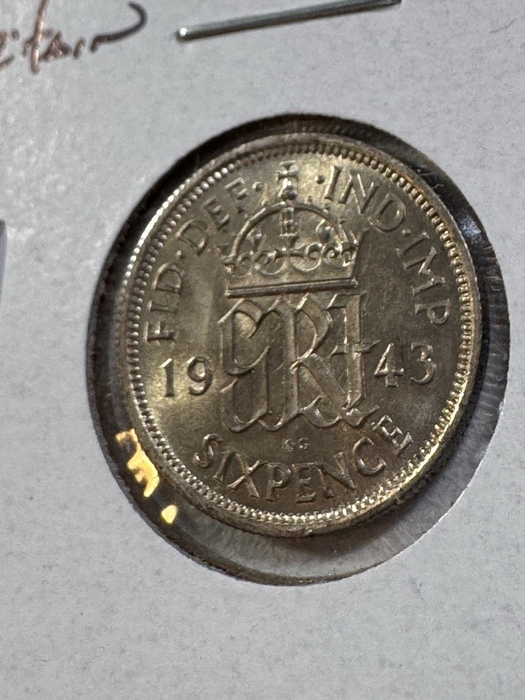 1943 Great Britain Silver 6 Pence