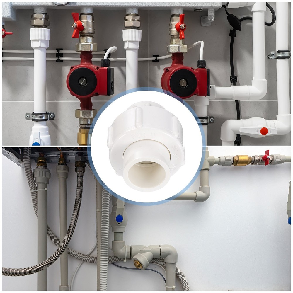 2 Pcs 1/2" Union PVC Coupling Pipe Fitting Adapter, White