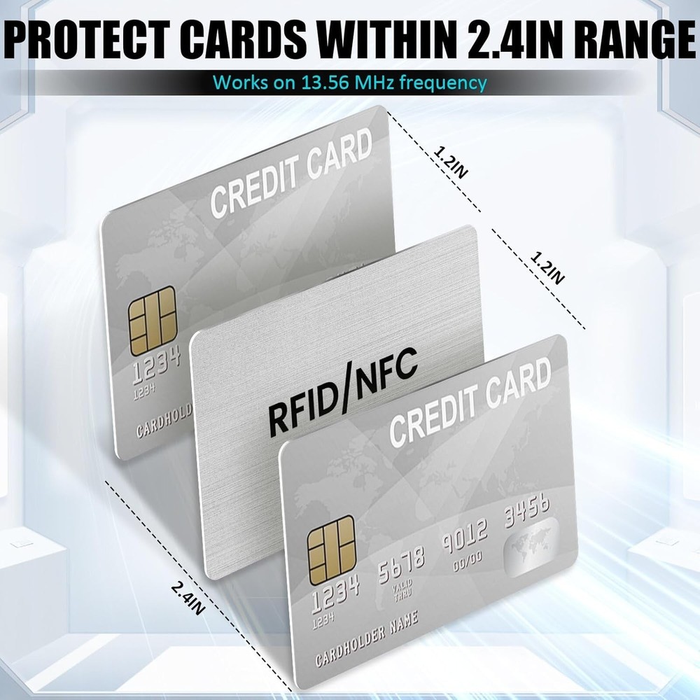 RFID Blocking Cards - NFC Credit Card Protector, Silver, 4 Pcs