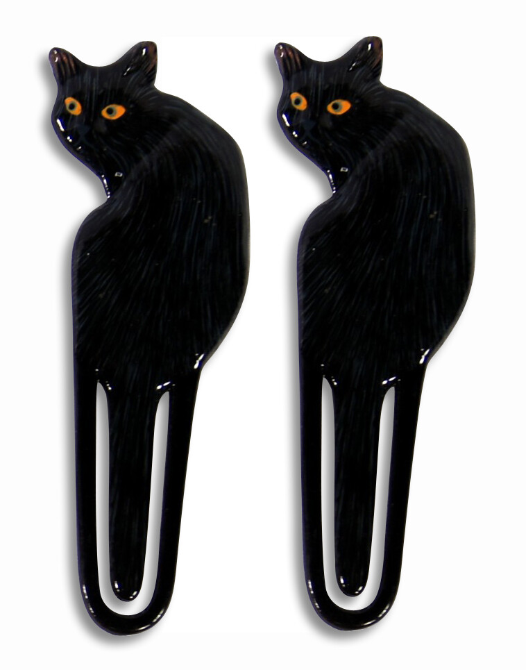 Hand Painted Black Cat Bookmarks (Set of 2) 476C