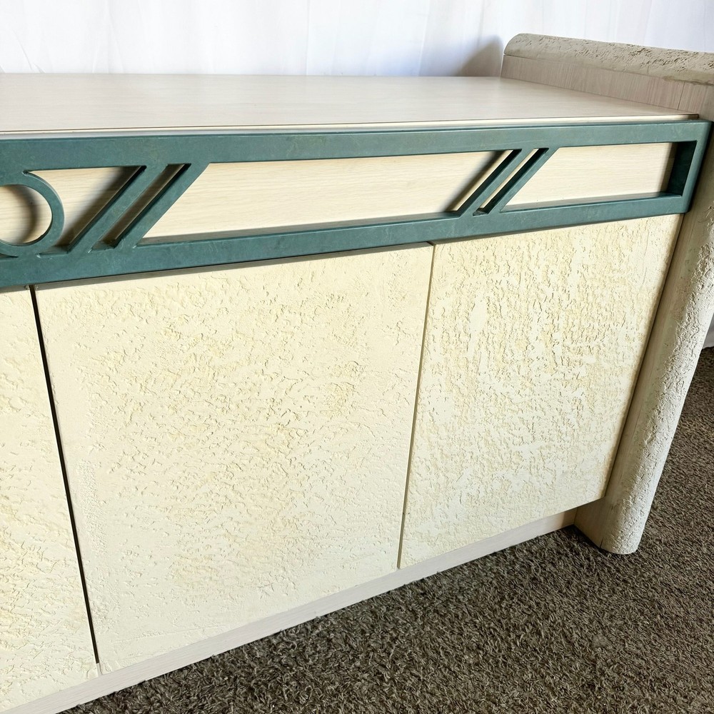 Postmodern Stucco Wood Grain Laminate Credenza