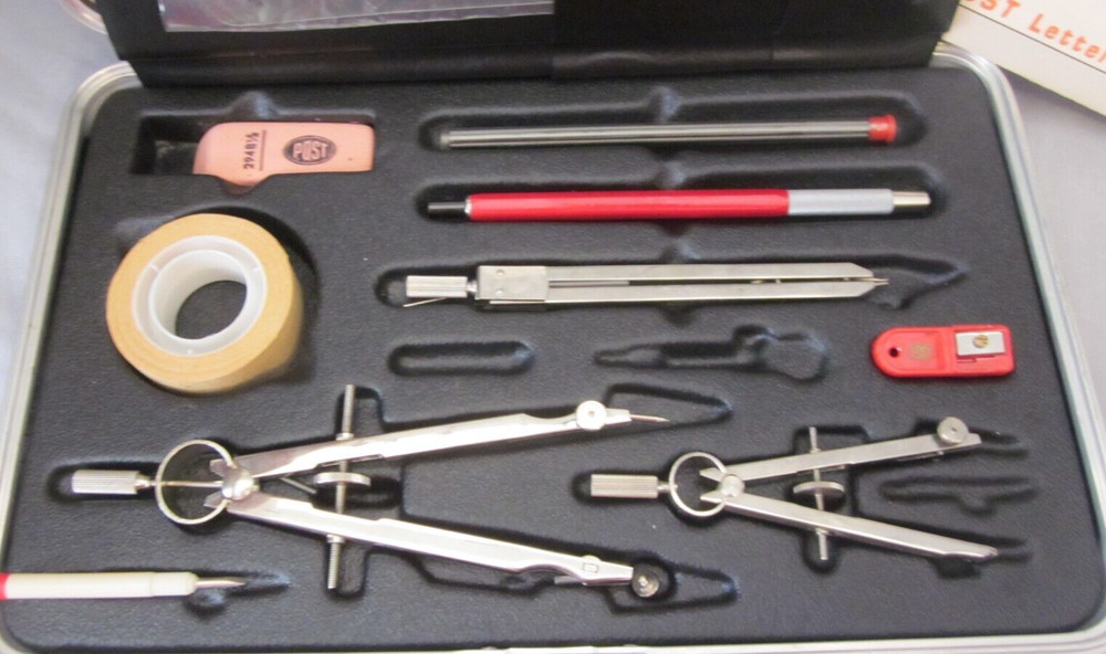 Older #1761 Post Draftsman Lettering & Drafting Kit w/Hard Case
