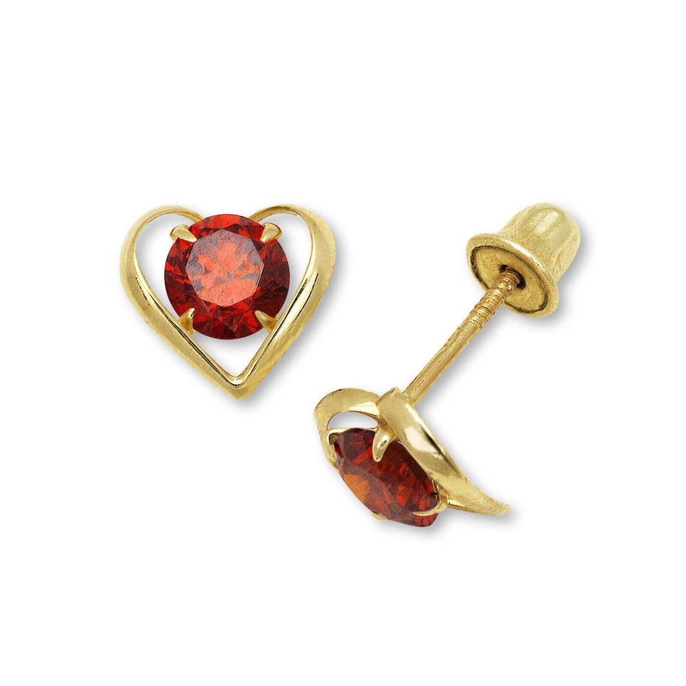 14k Yellow Gold CZ Open Heart Stud Earrings