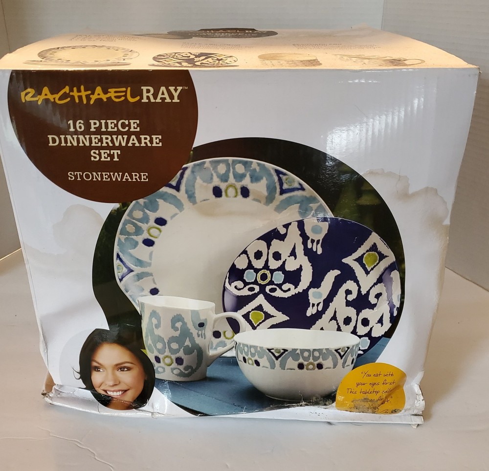 Rachael Ray Dinnerware Ikat 16-Piece Stoneware Dinnerware Set