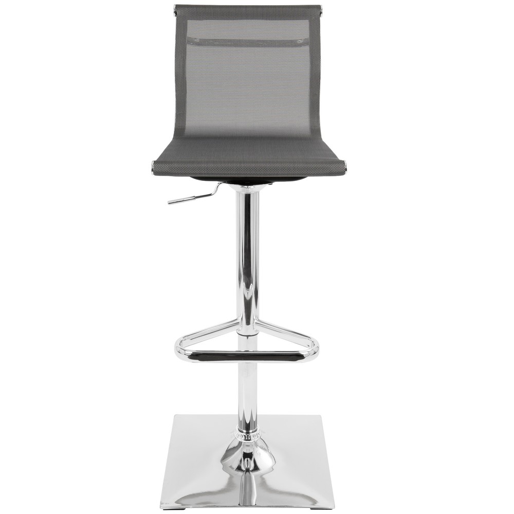 Mirage Contemporary Adjustable Barstool with Swivel in Silver by