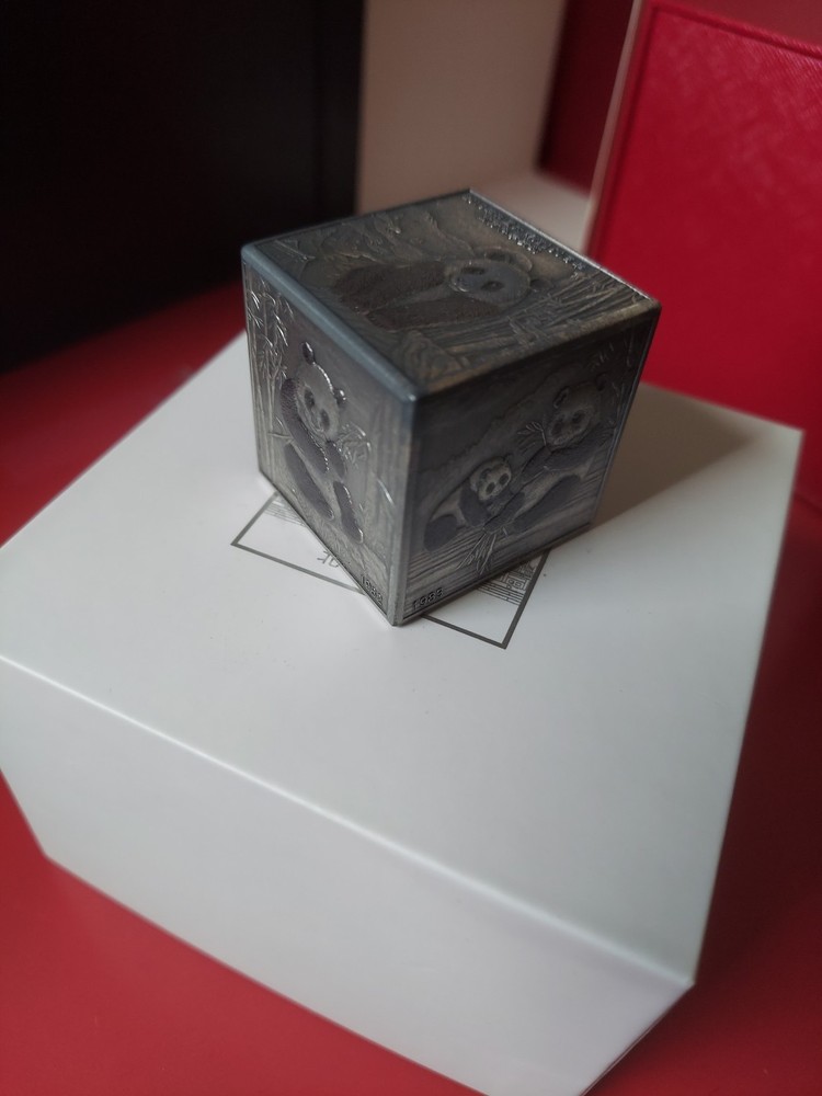 2019 China - 20oz  Silver Panda 150th Anniversary Commemorative Cube.