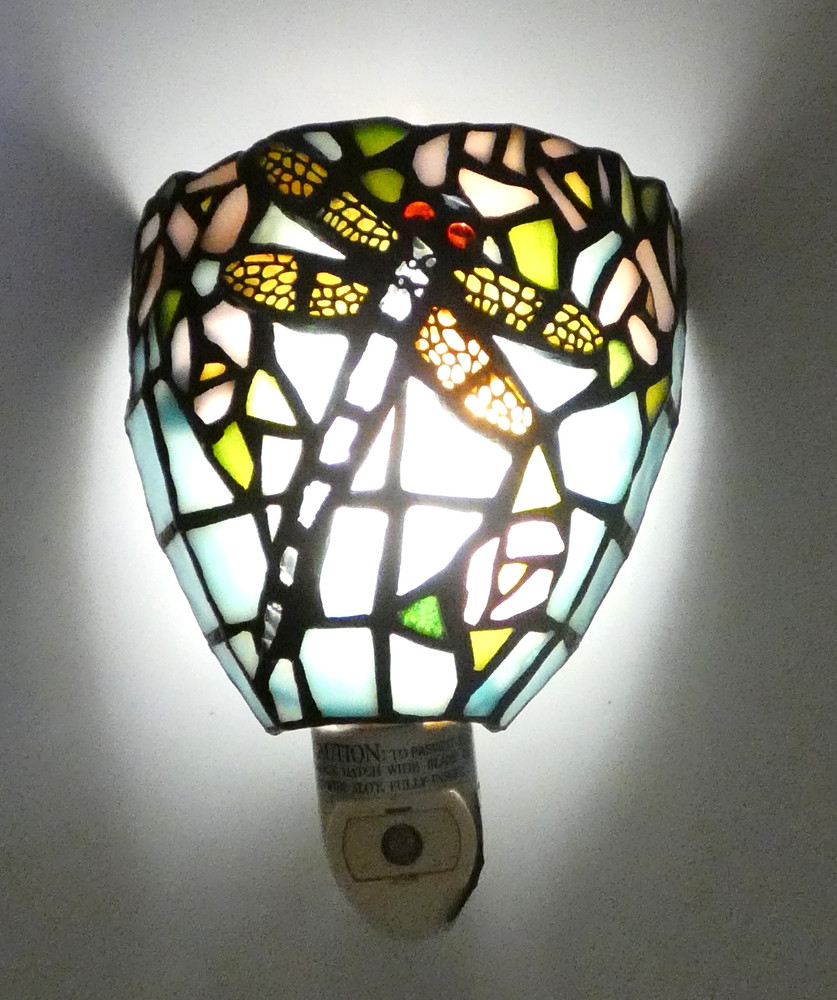 Tiffany Style Stained Glass Dragonfly Night Light