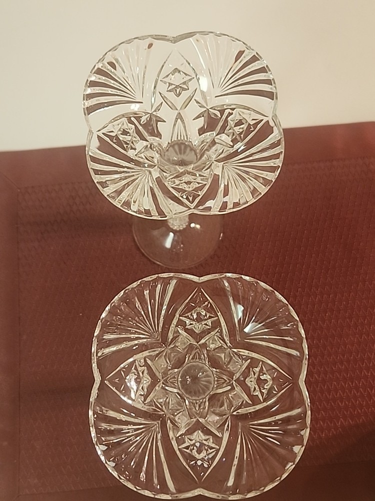 2 Beautiful Vintage Crystal Candlestick 8 3/4"
