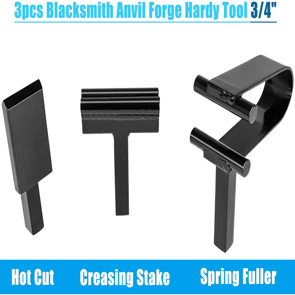 Blacksmith Anvil Forge Hardy Tool, 3/4" Hot Cut Creasing Stake Spring Fuller Set