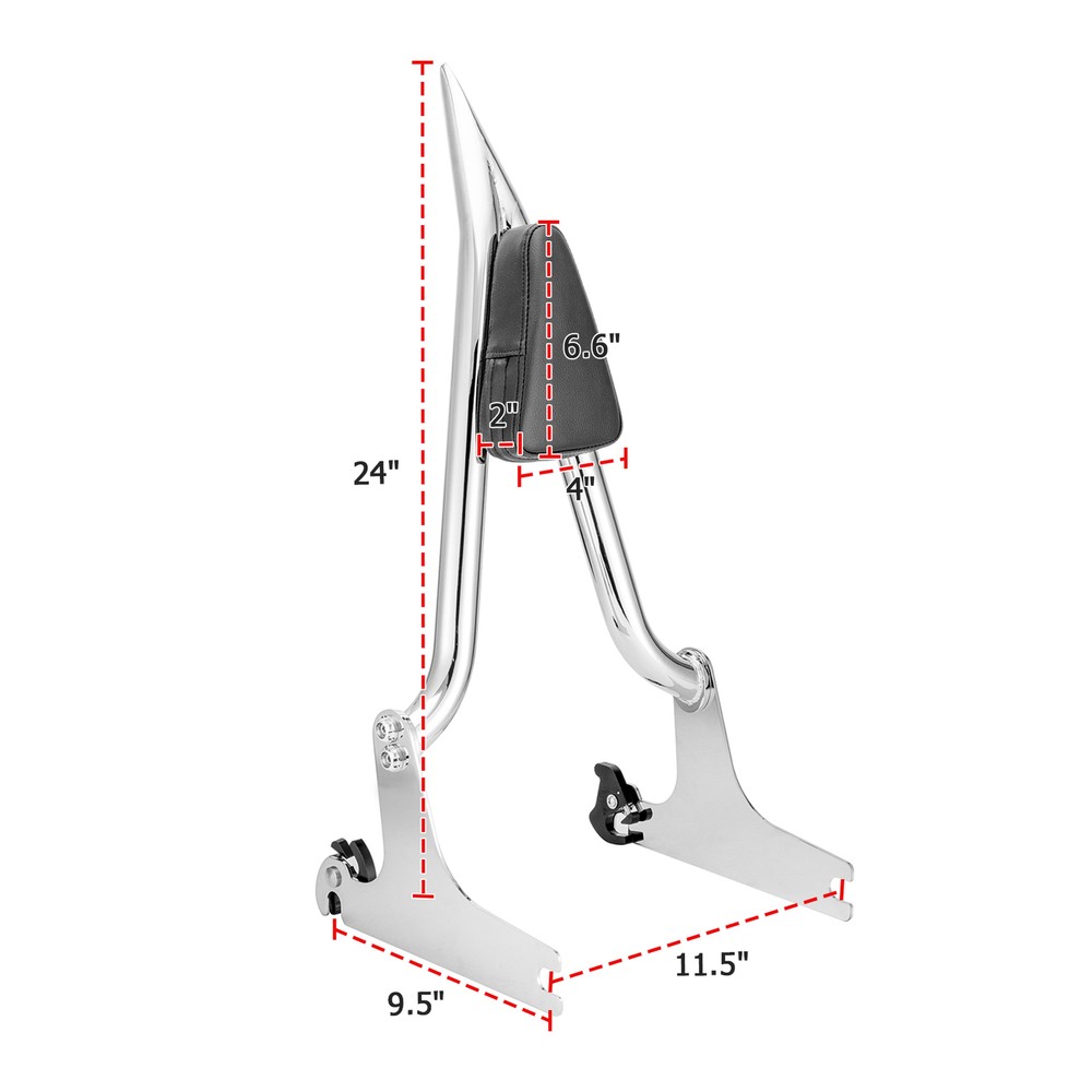 MOFUN 24" Sharp Backrest Sissy Bar For Harley Softail Custom, Springer Softail..