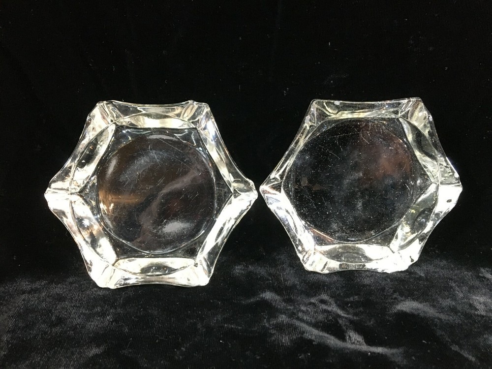 2 Clear Hexagon Ashtrays