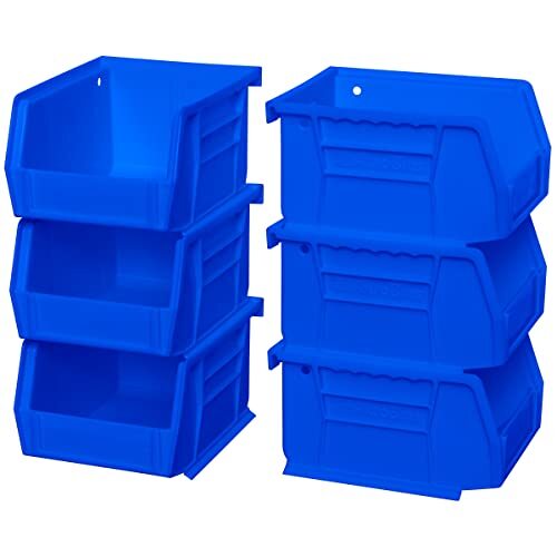 Plastic Storage Bins Hanging Stacking Containers, 5"/4"/3" - 6 Pack