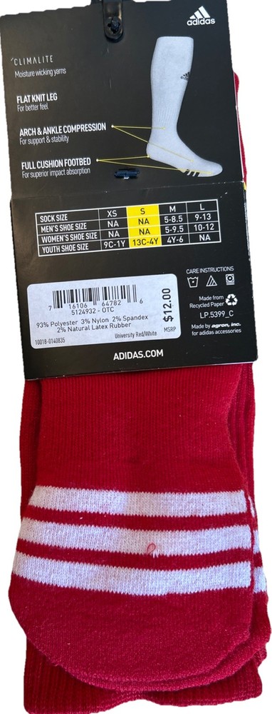 Adidas Small Climalite Compression Multi Sport Over Calf Socks 2 Pair Small Red