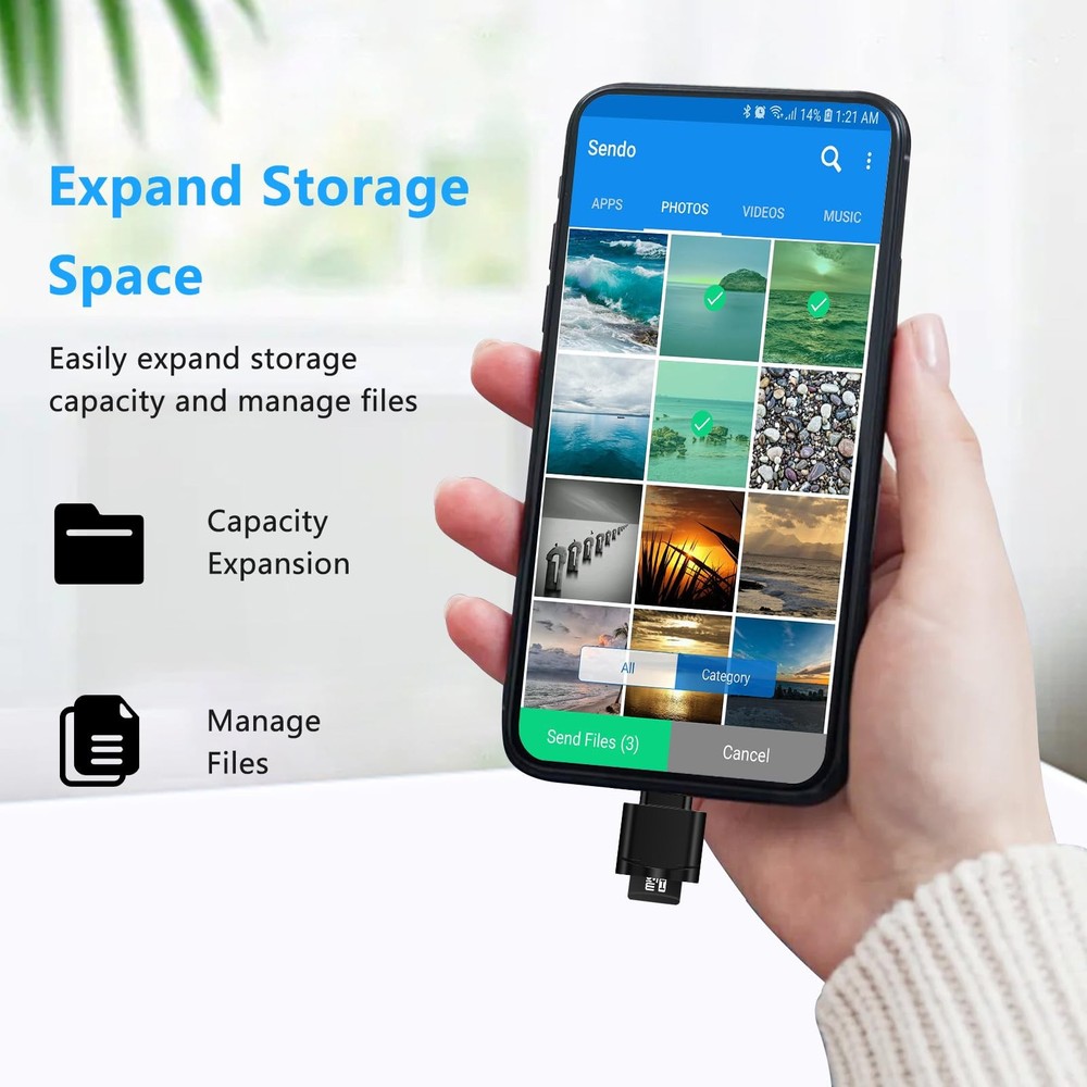 TF Card Reader, Micro SD Type C Memory Reader Black