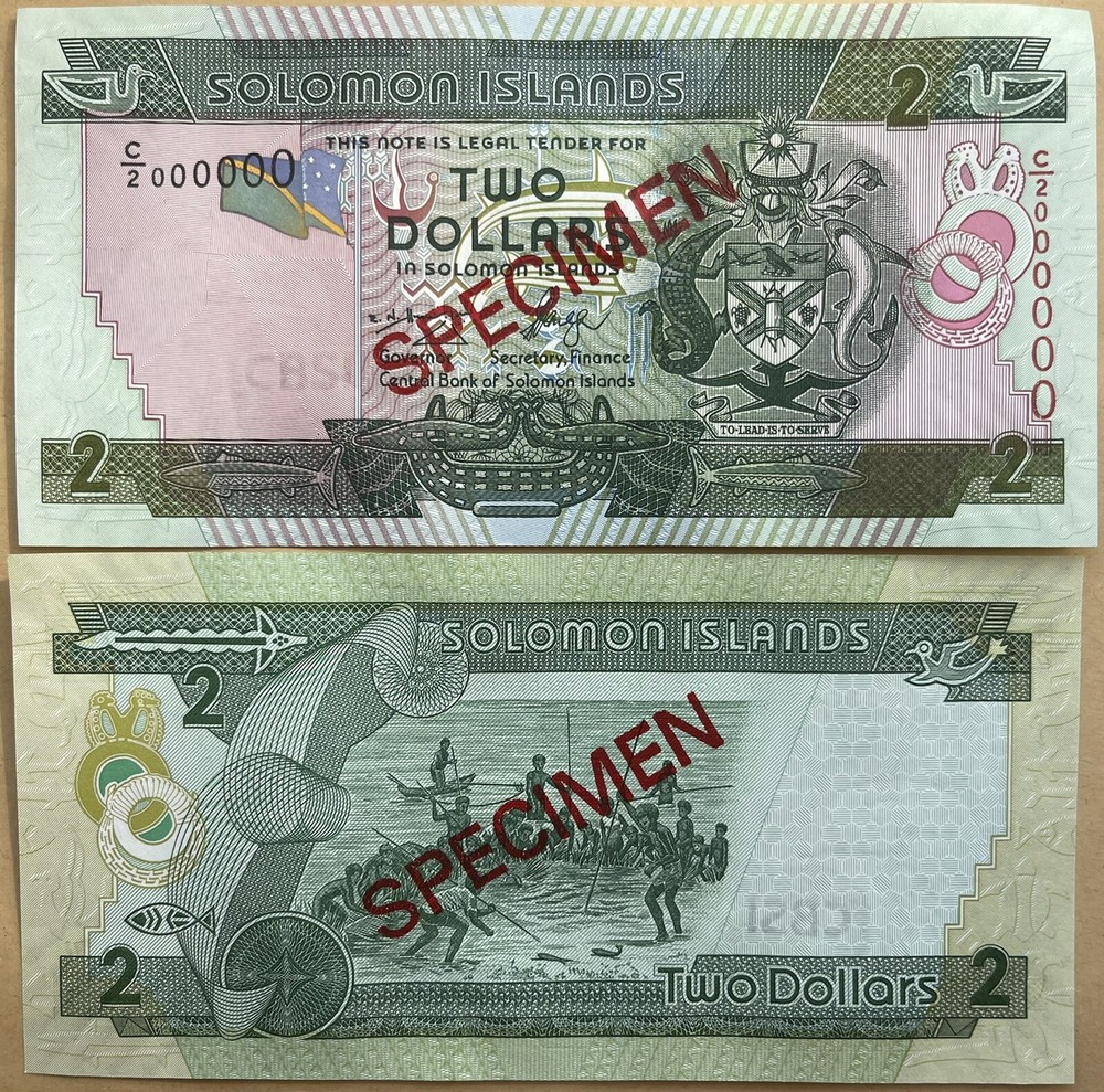 Solomon Islands 2 dollars 2006 P-25 UNC SPECIMEN prefix C/2