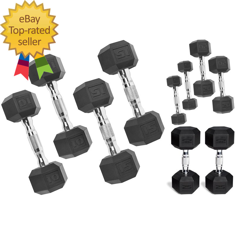 150Lb Rubber Hex Dumbbell Set