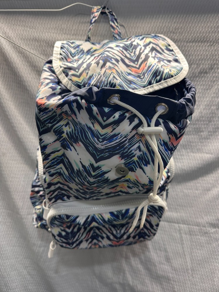 Festive Vibrant Abstract Print Backpack - Drawstring & Flap Closure Medium