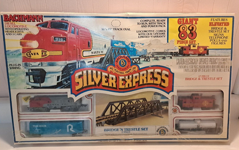 Bachmann "SILVER EXPRESS"  Electric HO Train Set 83 PC