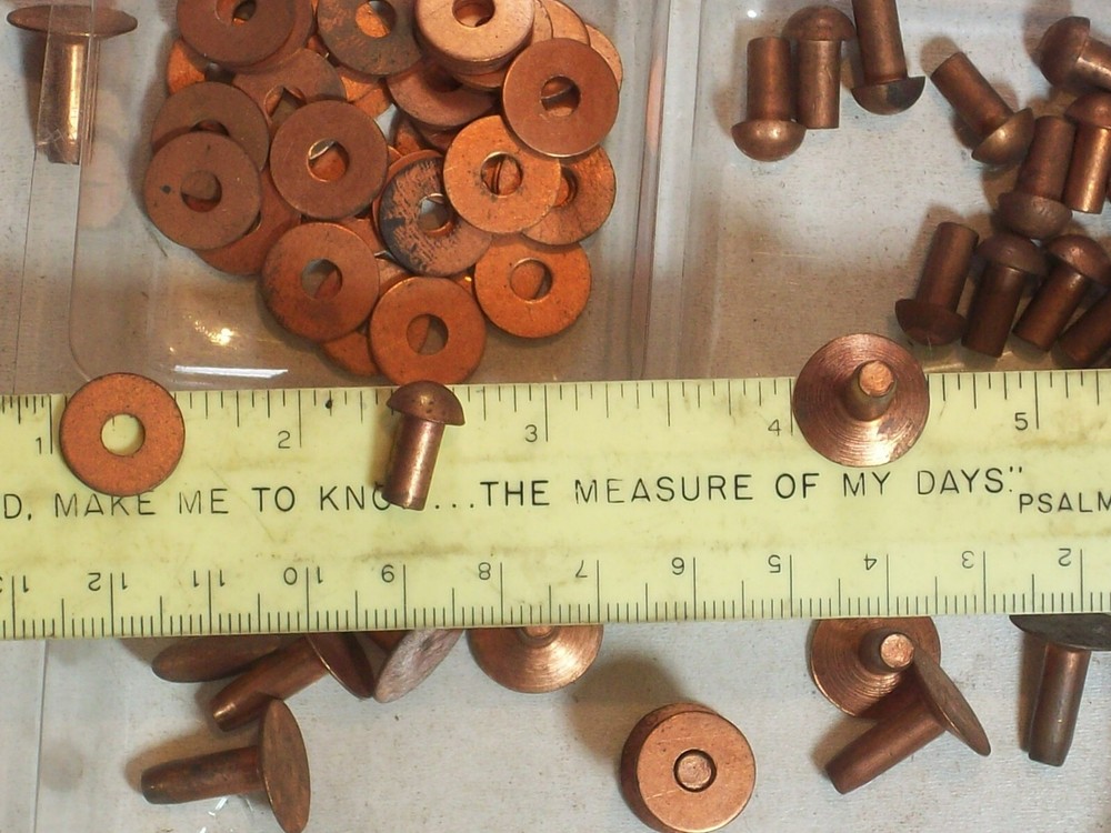 Hardware RIVETS & BURR #7 COPPER HEAD DIA .565 POST .193 L=.622 BURR .505 x .059