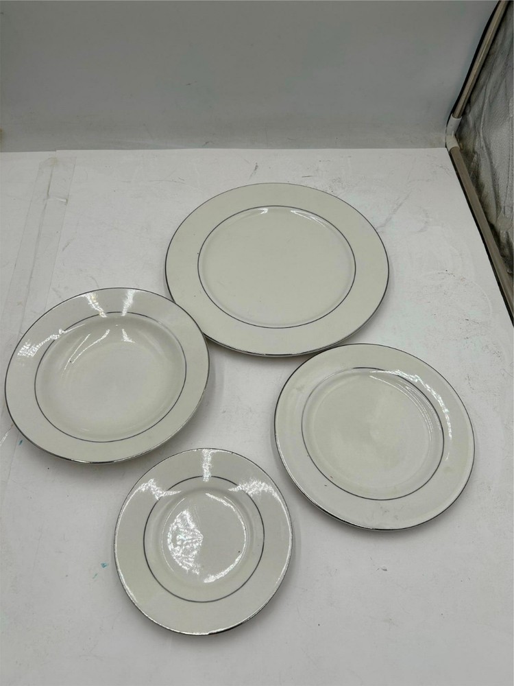 TABLETOPS LIFESTYLES DOUBLE PLATINUM BAND --- 4 PC PLACE SETTING  **MULTIPLES**