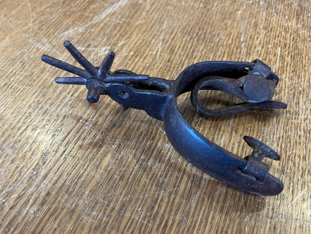 Antique Unmarked Cowboy Spur with Leather Strap