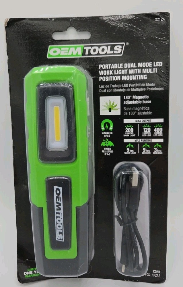 OEM TOOLS LED Dual Mode Rechargeable Work Light 32124 NEW