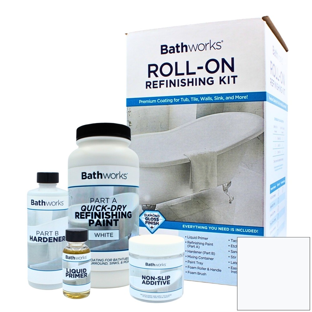 Quick-Dry Roll-On Refinishing Kit - 22oz High Gloss White DIY System w/ Tools &
