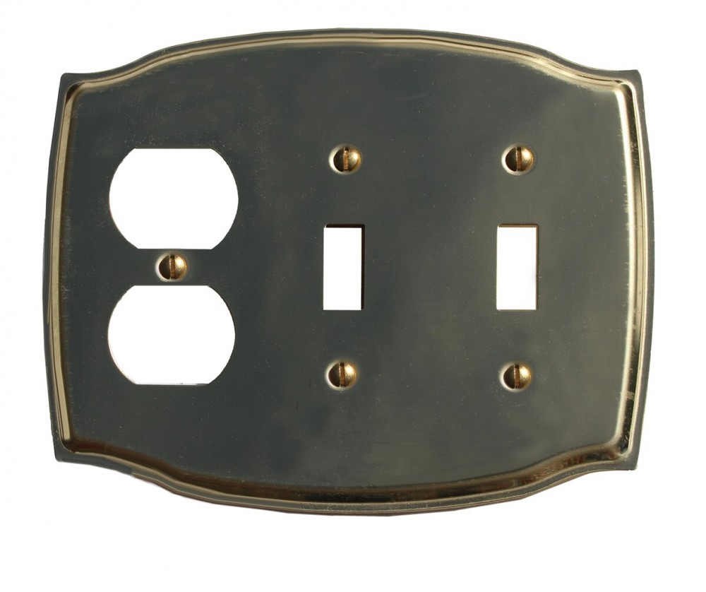 Switchplate Bright Solid Brass Double Toggle/Outlet | Renovator's Supply