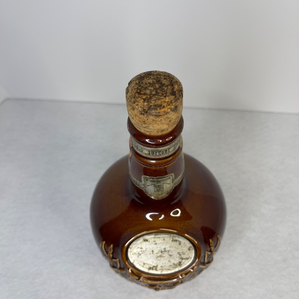 Empty Decanter Chivas Scotch Bottle 1801 Ceramic Cork Top Brown Ceramic Spode