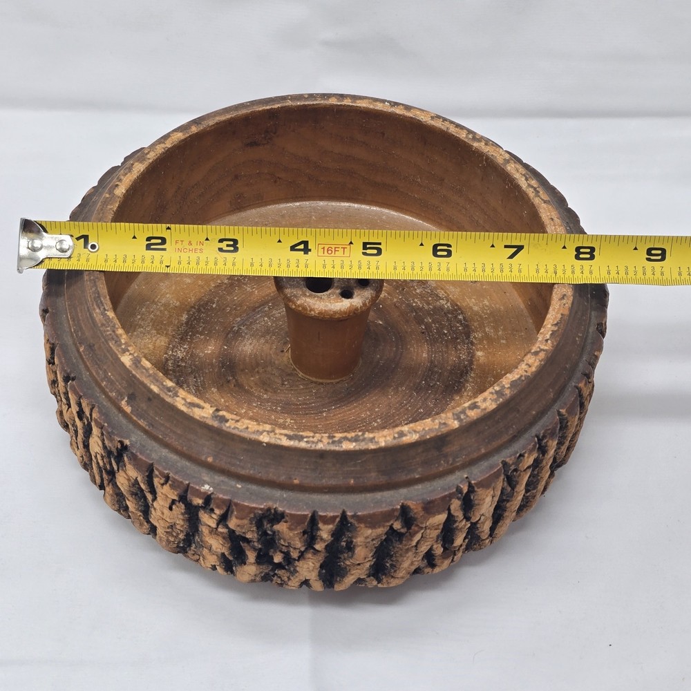 Vintage 8 Piece Nut Bowl Rustic Live Edge Tree Bark Set with Nutcracker & Picks